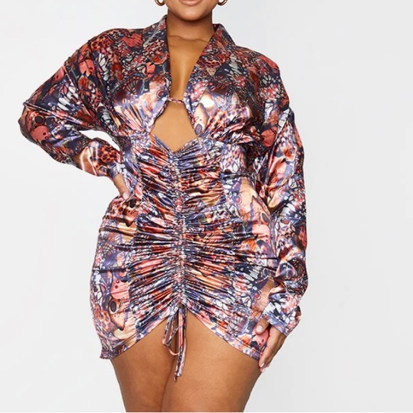 PLT BUTTERFLY PRINT SATIN DRESS - Picture 5 of 7